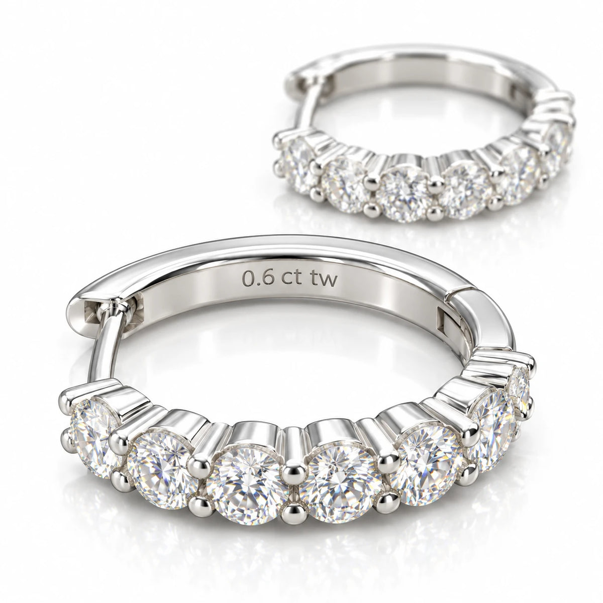 Moissanite Huggie Hoop Earrings | D Color VVS | 925 Sterling Silver
