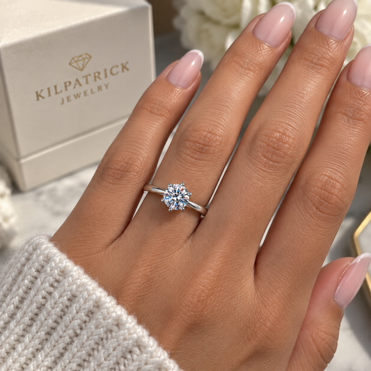 Adjustable Moissanite Solitaire Ring | D Color VVS | 925 Sterling Silver