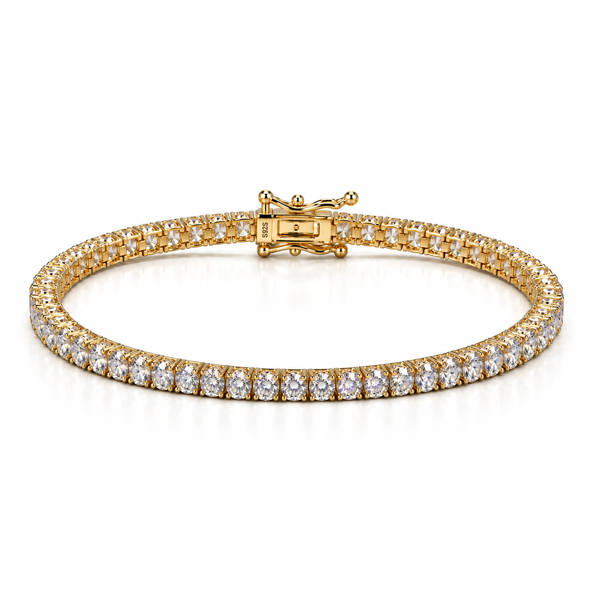 Moissanite Tennis Bracelet | Solid 925 Sterling Silver, 18K Gold Vermeil | D Color VVS