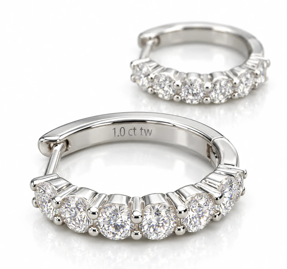 Moissanite Huggie Hoop Earrings | D Color VVS | 925 Sterling Silver