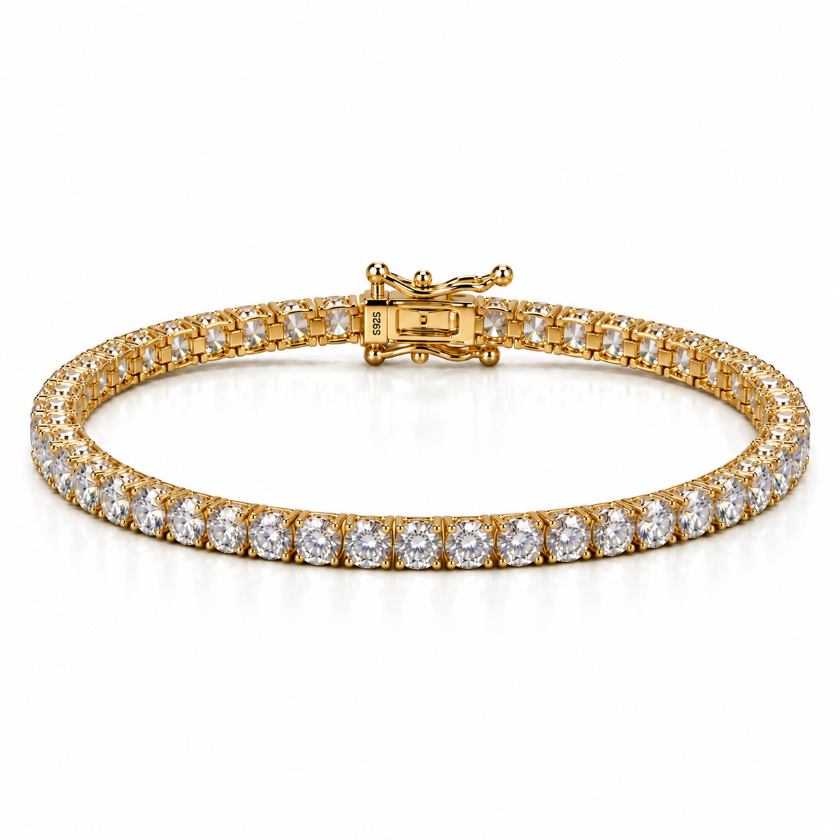 Moissanite Tennis Bracelet | Solid 925 Sterling Silver, 18K Gold Vermeil | D Color VVS