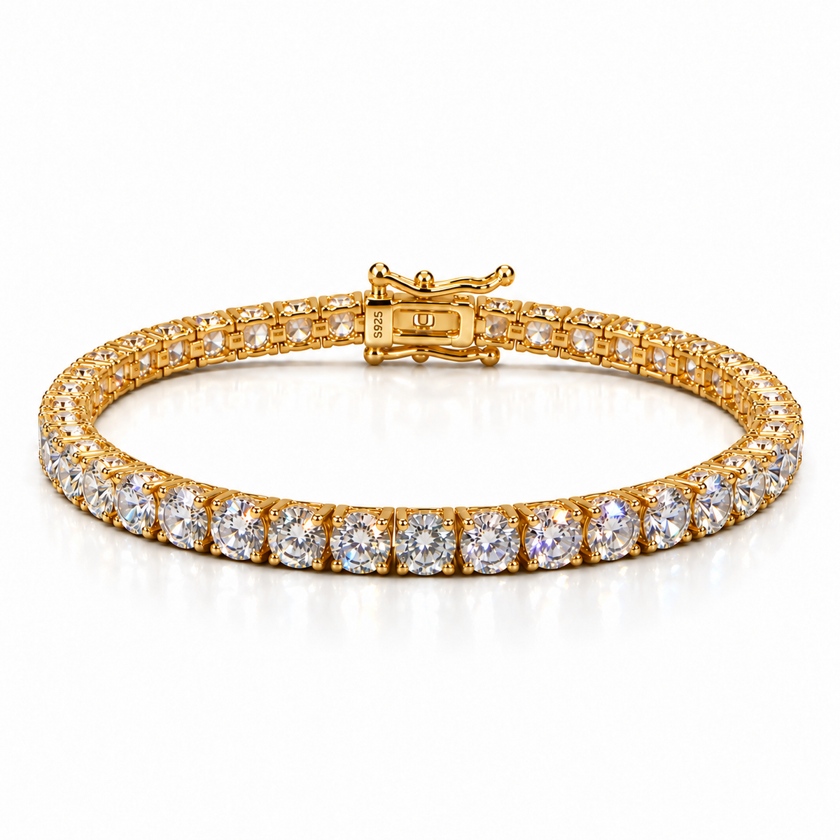 Moissanite Tennis Bracelet | Solid 925 Sterling Silver, 18K Gold Vermeil | D Color VVS