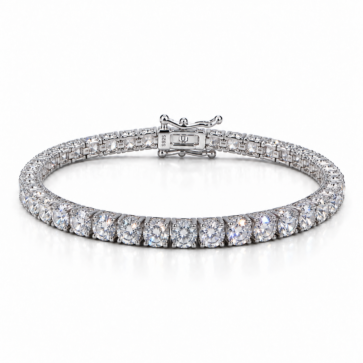 Moissanite Tennis Bracelet | Solid 925 Sterling Silver, 18K Gold Vermeil | D Color VVS