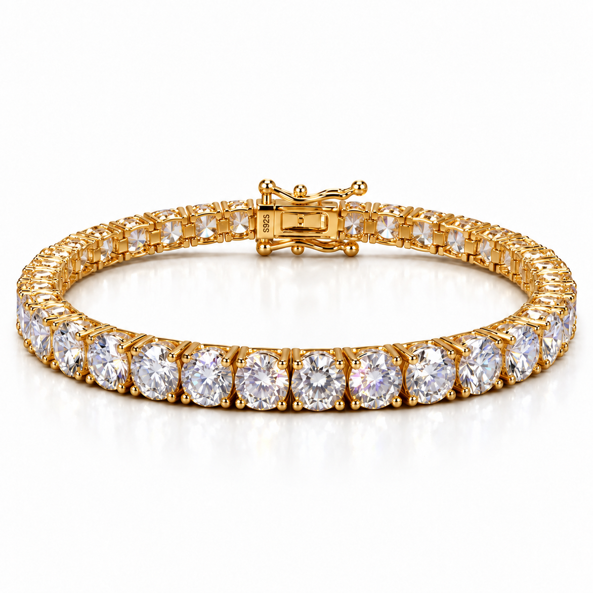 Moissanite Tennis Bracelet | Solid 925 Sterling Silver, 18K Gold Vermeil | D Color VVS