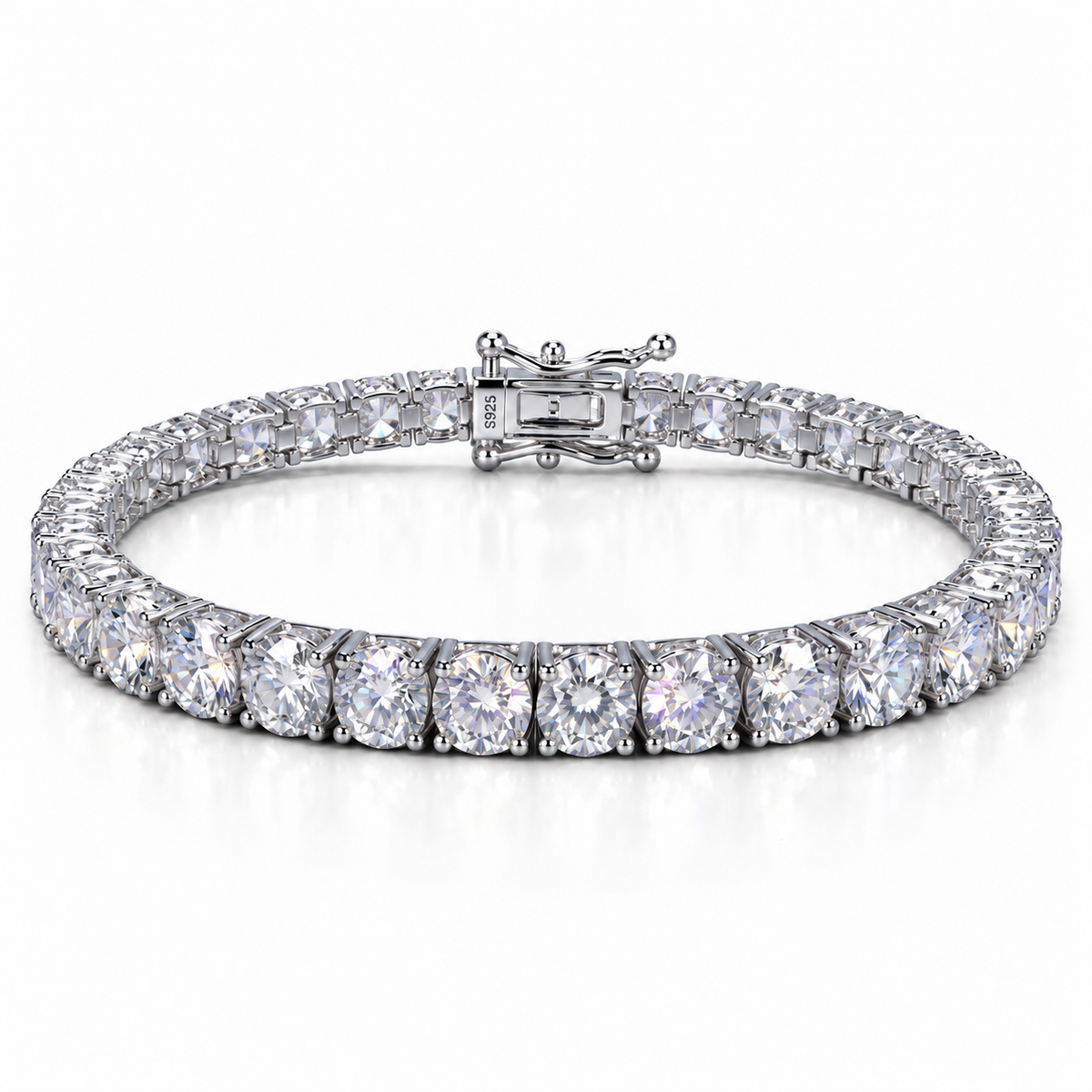 Moissanite Tennis Bracelet | Solid 925 Sterling Silver, 18K Gold Vermeil | D Color VVS