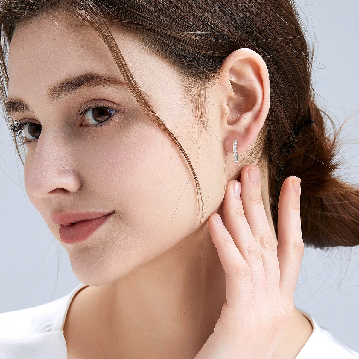 Moissanite Huggie Hoop Earrings | D Color VVS | 925 Sterling Silver