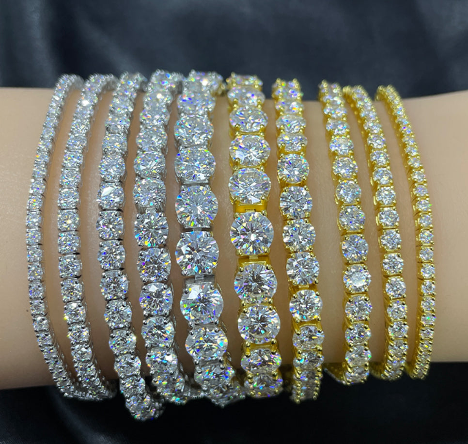 Moissanite Tennis Bracelet | Solid 925 Sterling Silver, 18K Gold Vermeil | D Color VVS
