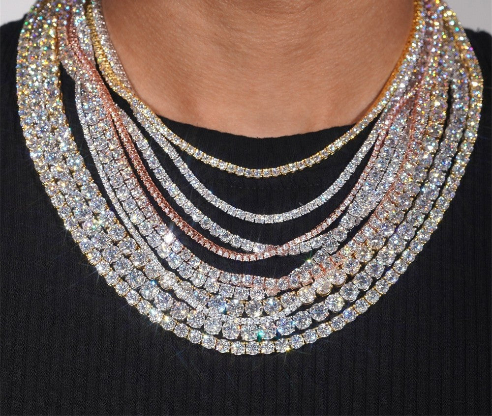 Moissanite Tennis Chain | Solid 925 Sterling Silver, 18K Gold Vermeil | D Color VVS