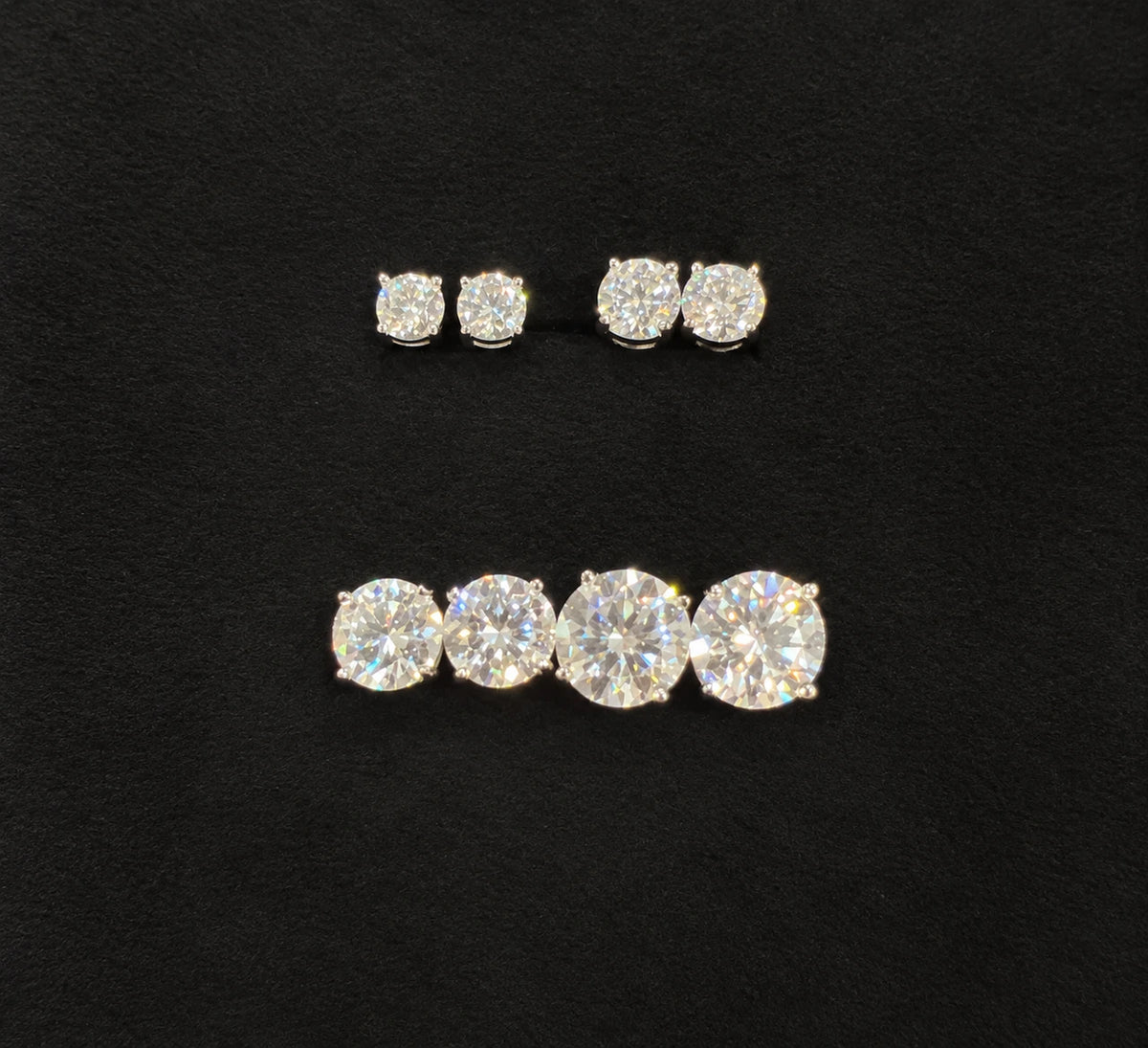 Moissanite Stud Earrings | D Color VVS | Solid 925 Sterling Silver | 4 Prong Screw Back