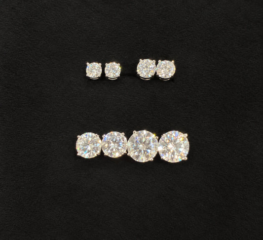 Moissanite Stud Earrings | D Color VVS | Solid 925 Sterling Silver | 4 Prong Screw Back