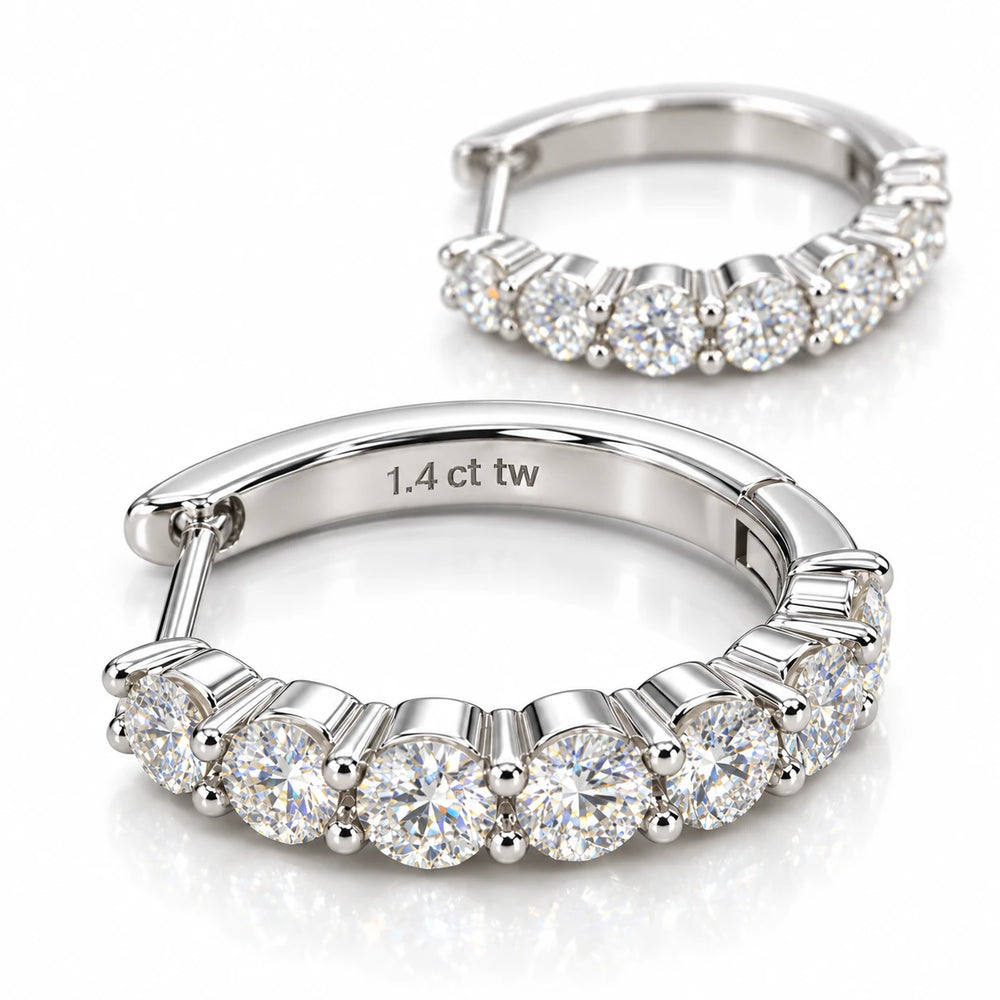 Moissanite Huggie Hoop Earrings | D Color VVS | 925 Sterling Silver