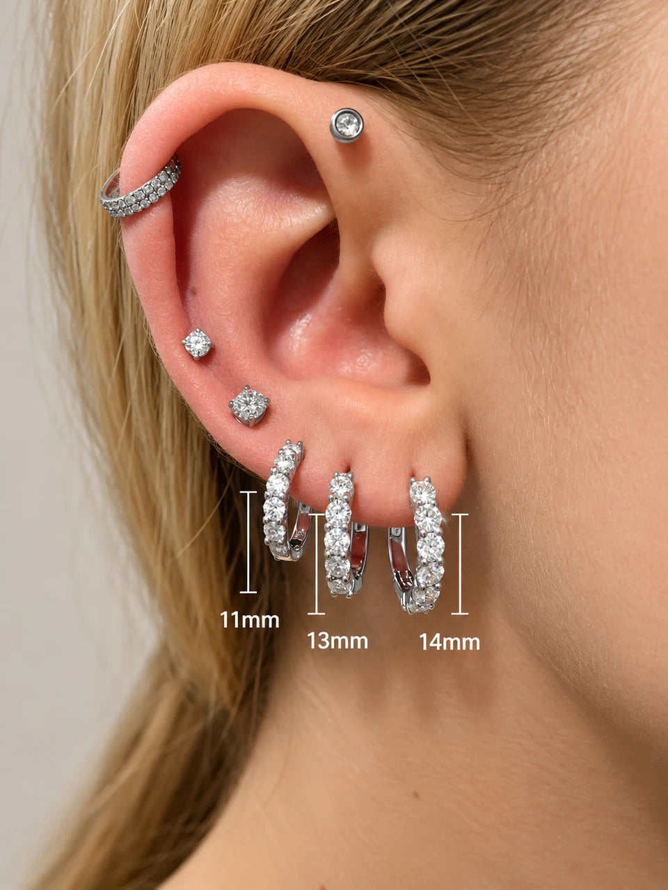 Moissanite Huggie Hoop Earrings | D Color VVS | 925 Sterling Silver