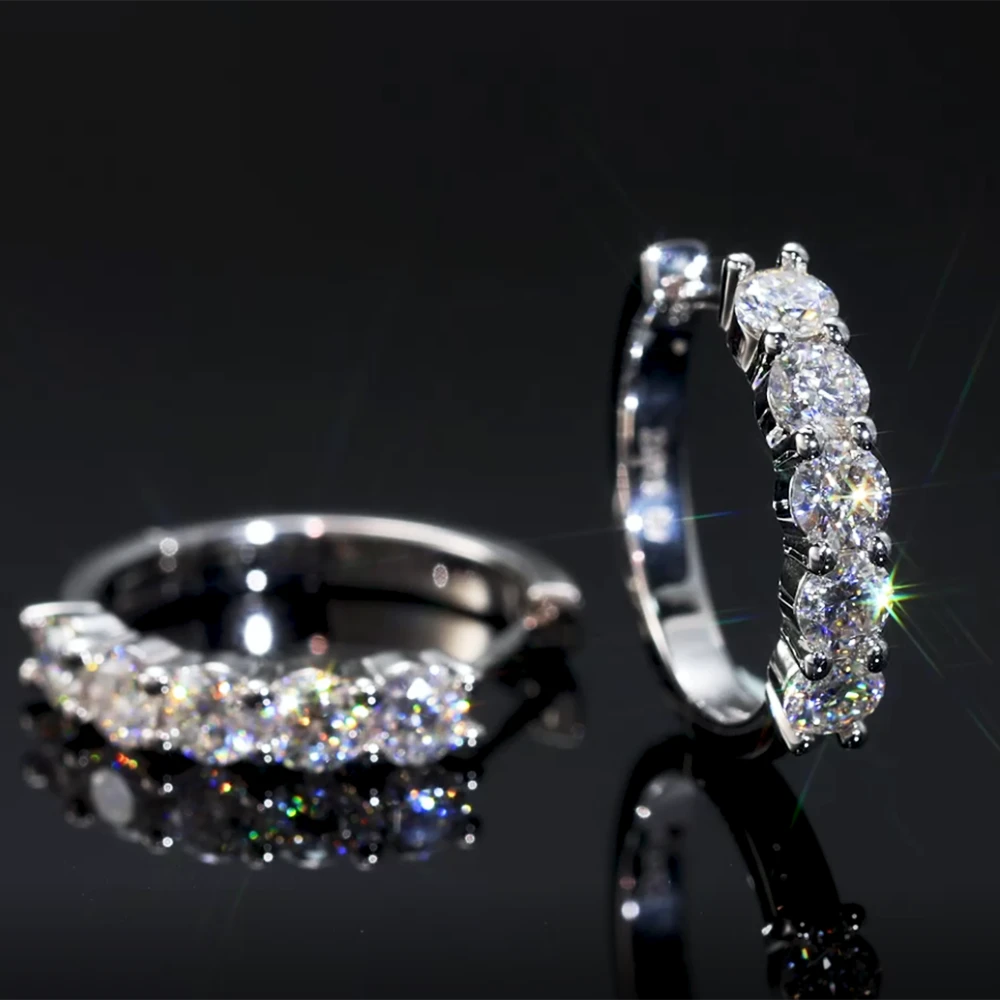 Moissanite Huggie Hoop Earrings | D Color VVS | 925 Sterling Silver