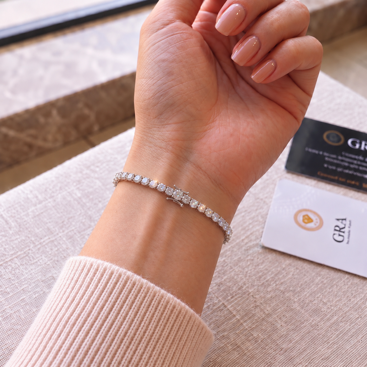 Moissanite Tennis Bracelet | Solid 925 Sterling Silver, 18K Gold Vermeil | D Color VVS