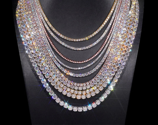 Moissanite Tennis Chain | Solid 925 Sterling Silver, 18K Gold Vermeil | D Color VVS