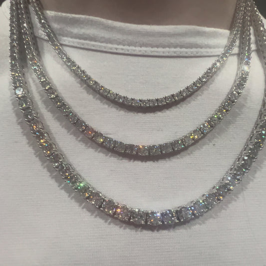Moissanite Tennis Chain | Solid 925 Sterling Silver, 18K Gold Vermeil | D Color VVS