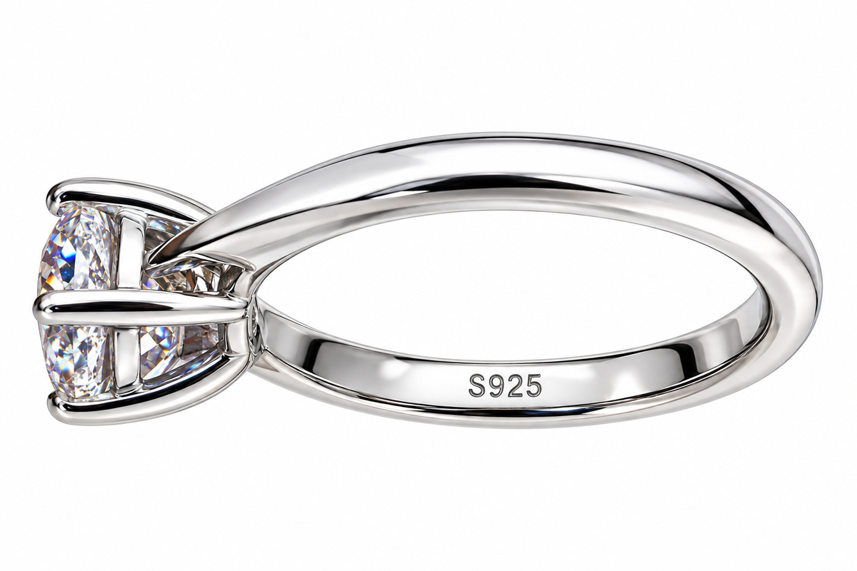 Adjustable Moissanite Solitaire Ring | D Color VVS | 925 Sterling Silver